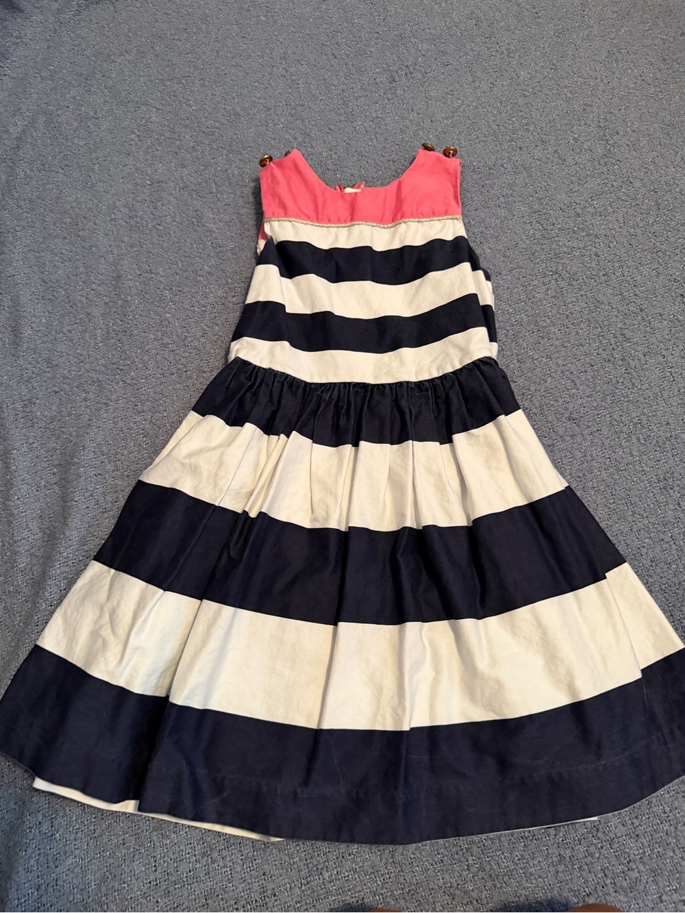 Isaac Mizrahi Navy, White & Coral Striped Sundress